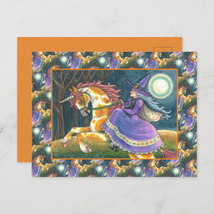 Cartes Pour Fêtes Annuelles UNICORNE DE TÉMOIGNAGE ET HALLOWEEN, CHAT NOIR Ima