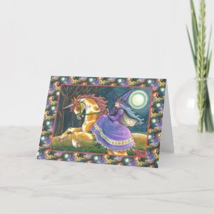 Cartes Pour Fêtes Annuelles UNICORNE DE TÉMOIGNAGE ET HALLOWEEN, CHAT NOIR Ima