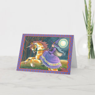 Cartes Pour Fêtes Annuelles UNICORNE DE TÉMOIGNAGE ET HALLOWEEN, CHAT NOIR Ima