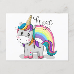 Cartes Pour Fêtes Annuelles Unicorne mignonne aux yeux grands