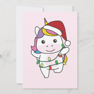 Cartes Pour Fêtes Annuelles Unicorne Noël Animaux d'hiver de vacances Unicorne