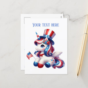 Cartes Pour Fêtes Annuelles unicorne patriotique ajouter un message