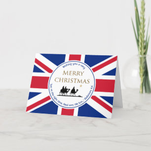 Cartes Pour Fêtes Annuelles UNION JACK UK Trois Sages Hommes Écriture NOËL