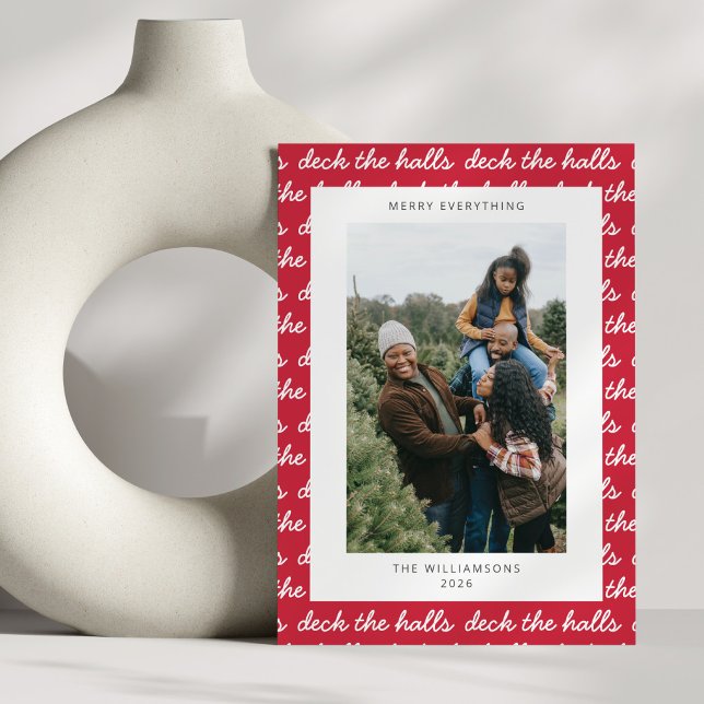 Cartes Pour Fêtes Annuelles Unique Rouge Joyeux Noël Photo de famille personna (Créateur téléchargé)