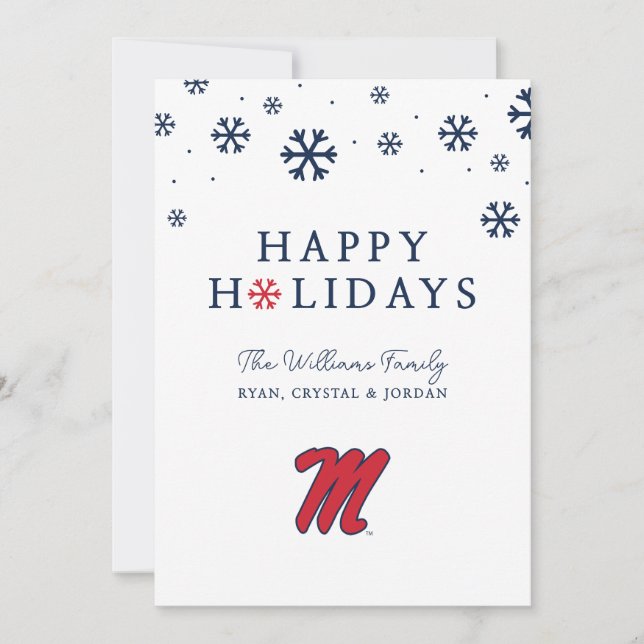 Cartes Pour Fêtes Annuelles Université du Mississippi | Script M (Devant)
