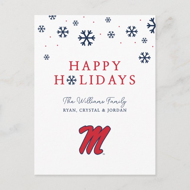Cartes Pour Fêtes Annuelles Université du Mississippi | Script M (Devant)