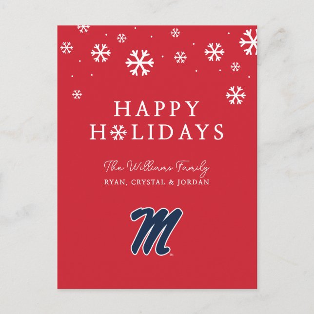 Cartes Pour Fêtes Annuelles Université du Mississippi | Script M (Devant)