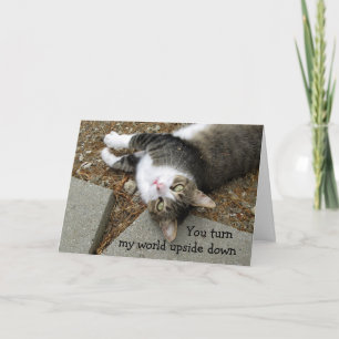 Cartes Pour Fêtes Annuelles Upside Down World Chat Valentine's Day Card