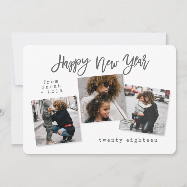 CARTES POUR FÊTES ANNUELLES URBAIN MODERNE HAPPY NEW YEAR (ARGENT) (Devant)