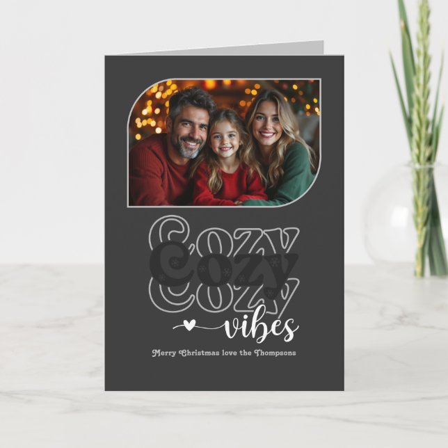 Cartes Pour Fêtes Annuelles Urban Chic Cosy Vibes Retro Photo de Noël (Devant)