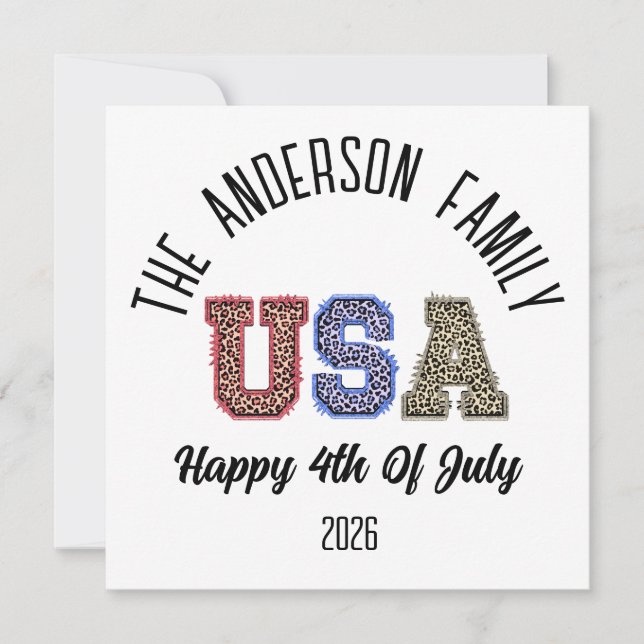 Cartes Pour Fêtes Annuelles USA Cheetah Imprimer Nom de la réunion personnalis (Devant)