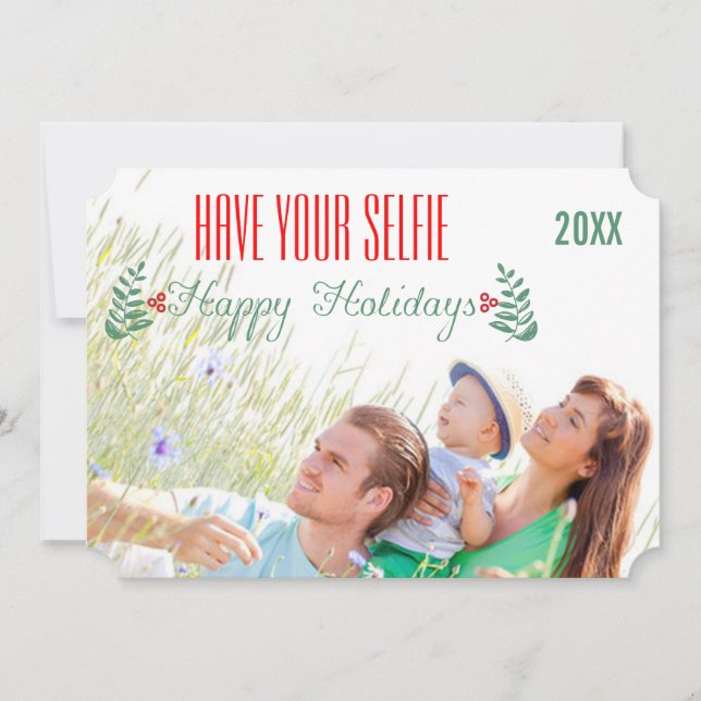 Cartes Pour Fêtes Annuelles Vacances Ayez Votre Selfie Joyeux Vacances (Devant)