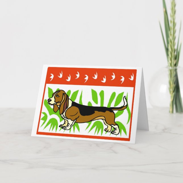 Cartes Pour Fêtes Annuelles Vacances Basset Hound (Devant)