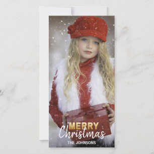 Cartes Pour Fêtes Annuelles Vacances blanches en or Joyeux Noël PHOTO
