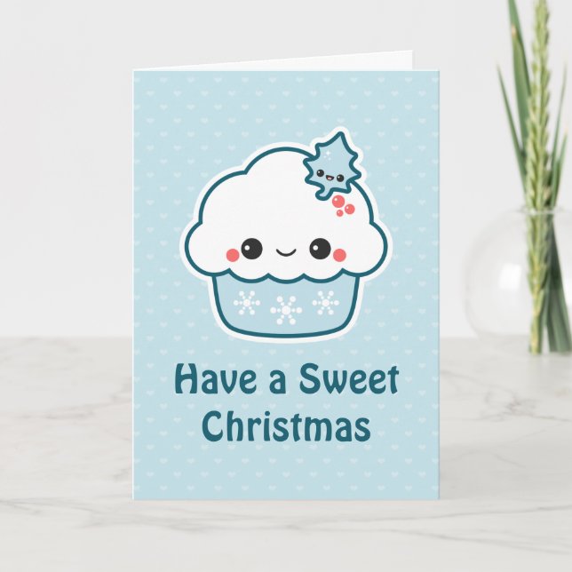 Cartes Pour Fêtes Annuelles Vacances bleues de petit gâteau (Devant)