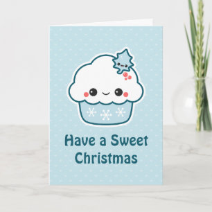 Cartes Pour Fêtes Annuelles Vacances bleues de petit gâteau