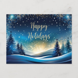 Cartes Pour Fêtes Annuelles Vacances Bleues et Gold Happy