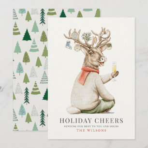 Cartes Pour Fêtes Annuelles Vacances Chefs Funny Reindeer Ornements Noël