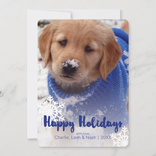 Cartes Pour Fêtes Annuelles Vacances de chiot de golden retriever (Devant)