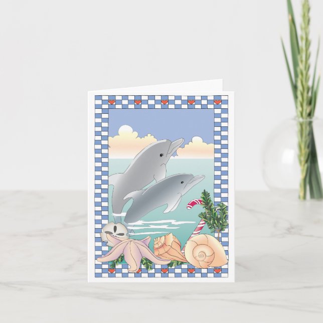 Cartes Pour Fêtes Annuelles Vacances de dauphin (Devant)