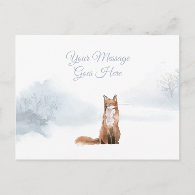 Cartes Pour Fêtes Annuelles Vacances de Noël Renard d'hiver Élégant Simple (Devant)