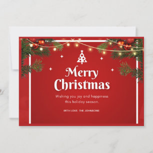 Cartes Pour Fêtes Annuelles Vacances de Noël Rouge Non photo Verdure Vintage