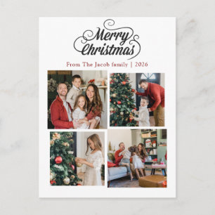 Cartes Pour Fêtes Annuelles vacances de Noël Typographie moderne Quatre-Photo