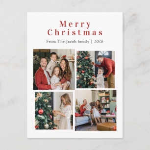 Cartes Pour Fêtes Annuelles vacances de Noël Typographie moderne Quatre-Photos