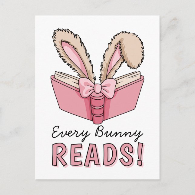 Cartes Pour Fêtes Annuelles Vacances de Pâques Lapin de Lecture Mignon Amoureu (Devant)