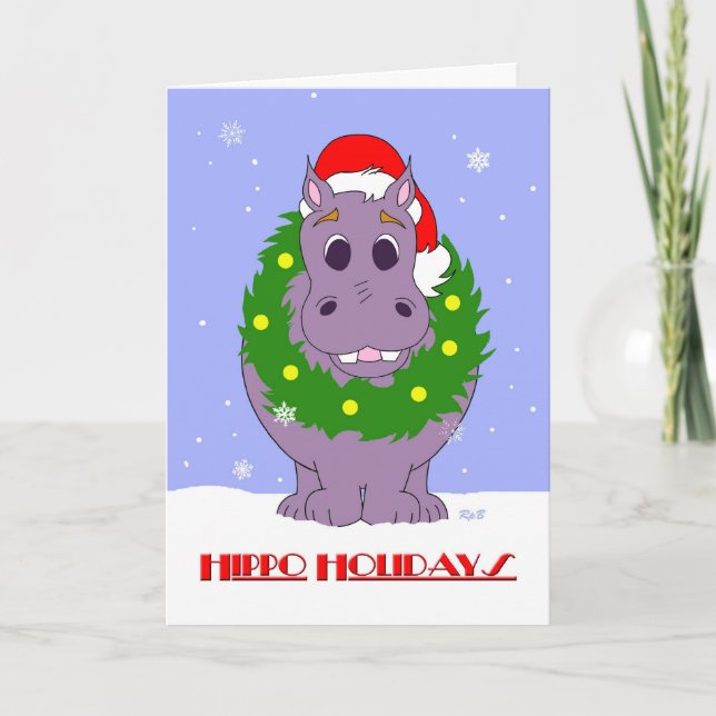 Cartes Pour Fêtes Annuelles Vacances d'hippopotame (Devant)
