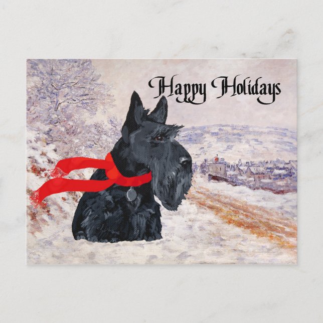 Cartes Pour Fêtes Annuelles Vacances d'hiver du Scottish Terrier (Devant)