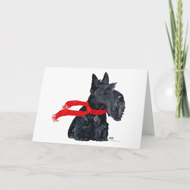 Cartes Pour Fêtes Annuelles Vacances d'hiver du Scottish Terrier (Devant)