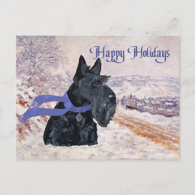 Cartes Pour Fêtes Annuelles Vacances d'hiver du Terrier Écossais (Devant)