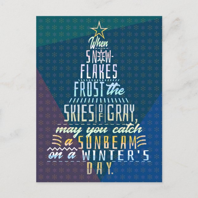Cartes Pour Fêtes Annuelles Vacances d'hiver Noël Arbre de neige Poème (Devant)