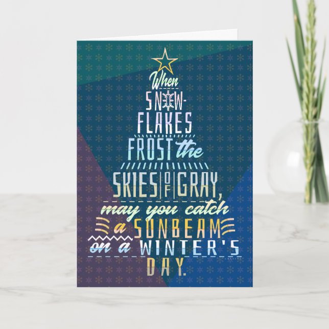 Cartes Pour Fêtes Annuelles Vacances d'hiver Noël Arbre de neige Poème (Devant)