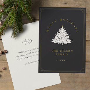 Cartes Pour Fêtes Annuelles Vacances éditables Rustique Gold et sapin de Noël