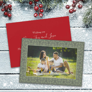 Cartes Pour Fêtes Annuelles Vacances Élégant Flocon de neige vert classique 1