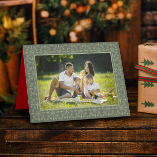 Cartes Pour Fêtes Annuelles Vacances Élégant Flocon de neige vert classique 1