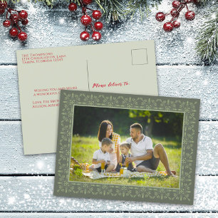 Cartes Pour Fêtes Annuelles Vacances Élégant Flocon de neige vert classique 1