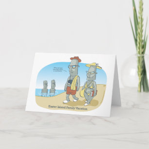 Cartes Pour Fêtes Annuelles Vacances en famille sur l'île de Pâques