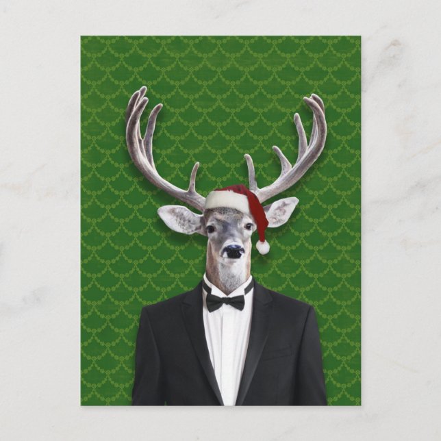 Cartes Pour Fêtes Annuelles Vacances en Santa Hat et Tuxedo (Devant)