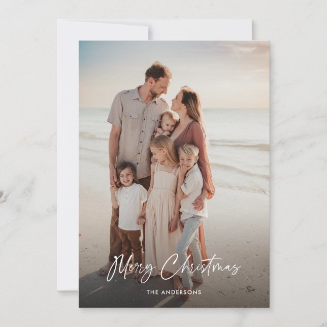 Cartes Pour Fêtes Annuelles Vacances Feuilles tropicales Photo Joyeux Noël (Devant)