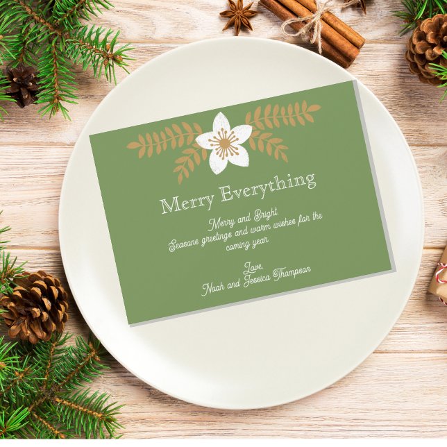 Cartes Pour Fêtes Annuelles Vacances florales modernes (Merry Everything Holiday Christmas Card to send to family and friends. )