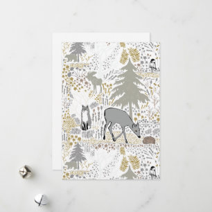 Cartes Pour Fêtes Annuelles Vacances Forêt Boisée Animaux
