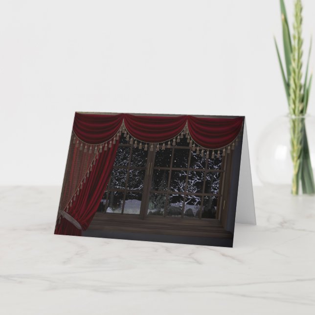 Cartes Pour Fêtes Annuelles Vacances gothiques : Fenêtre de paysage d'hiver (Devant)