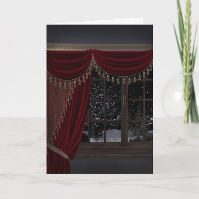 Cartes Pour Fêtes Annuelles Vacances gothiques : Fenêtre de paysage d'hiver (Devant)