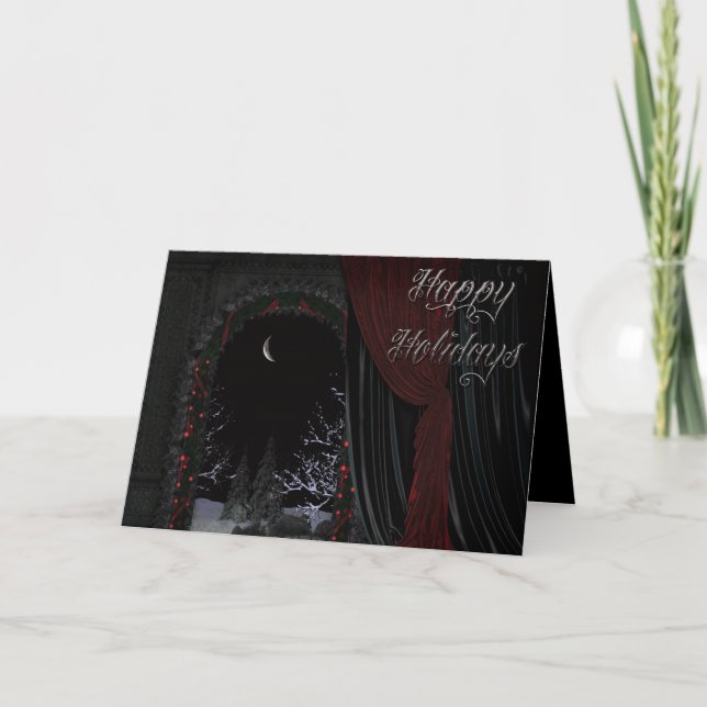 Cartes Pour Fêtes Annuelles Vacances gothiques - porte de paysage d'hiver (Devant)