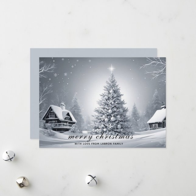 Cartes Pour Fêtes Annuelles Vacances hivernales neige traditionnelle Noël (Devant/Arrière en situation)