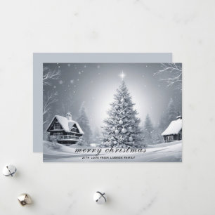 Cartes Pour Fêtes Annuelles Vacances hivernales neige traditionnelle Noël