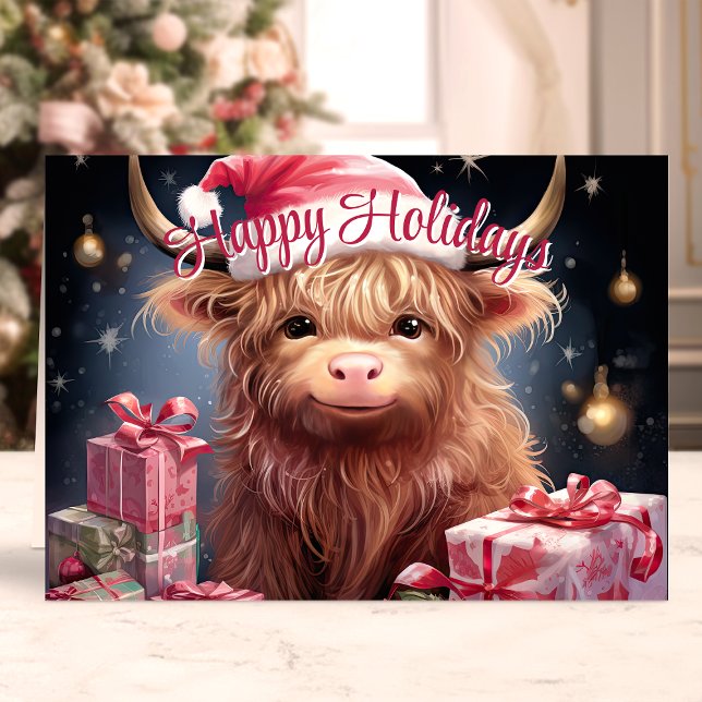 Cartes Pour Fêtes Annuelles Vacances Joyeuses à la vache Highland (Créateur téléchargé)